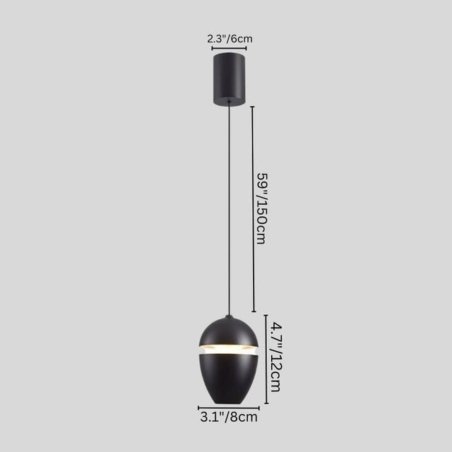 "Pendant light with black finish, made from aluminum and glass, dimensions: 59" height, 4.7" width, perfect for modern decor."