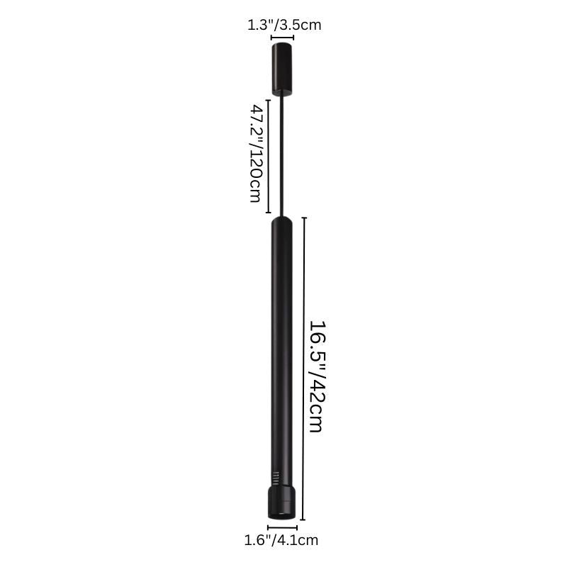 "Pendant light dimensions showing 42cm height, sleek aluminum body, ideal for directional lighting"