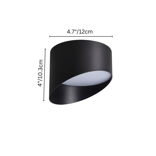 "Black ceiling light, 4.7 inches wide, asymmetric cut, aluminum material, contemporary style"