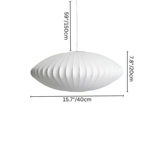 "Small pendant light with labeled dimensions, 15.7 inches wide, 7.8 inches tall, and adjustable hanging length for versatile installations."