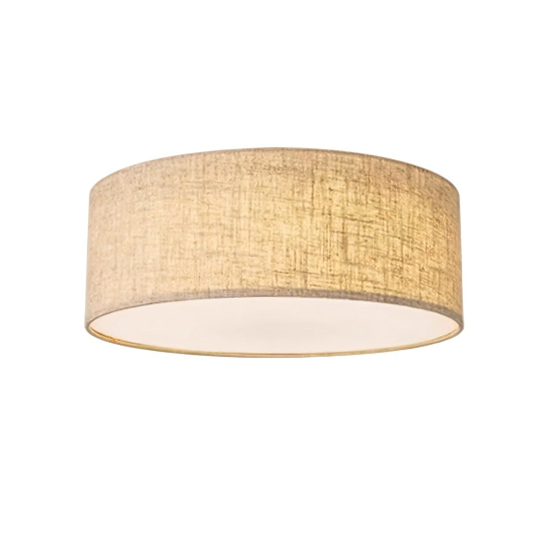 "Minimalist fabric drum ceiling light fixture for ambient lighting in homes."
