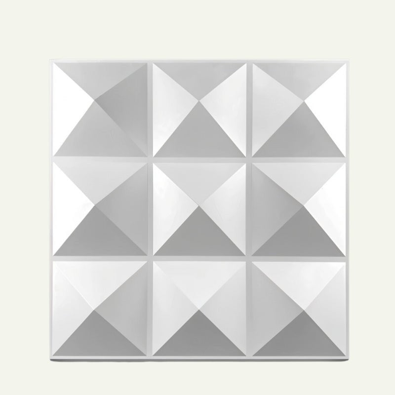 Badra Wall Panel - Stylish 3D Outdoor Wall Panels for Modern Spaces featuring a glossy white 3D pyramid design ideal for modern interiors and exteriors.