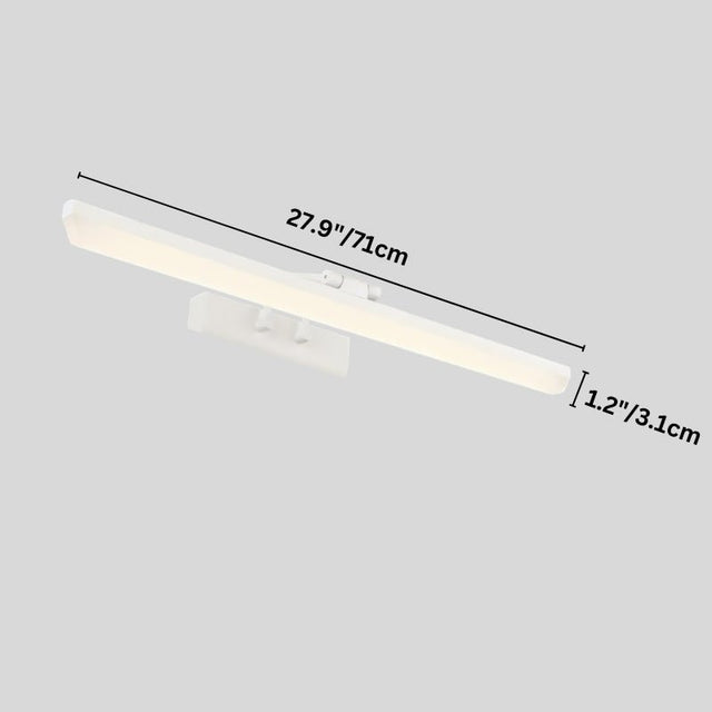 "An LED vanity light with labeled dimensions, showcasing its sleek design and 71cm length."