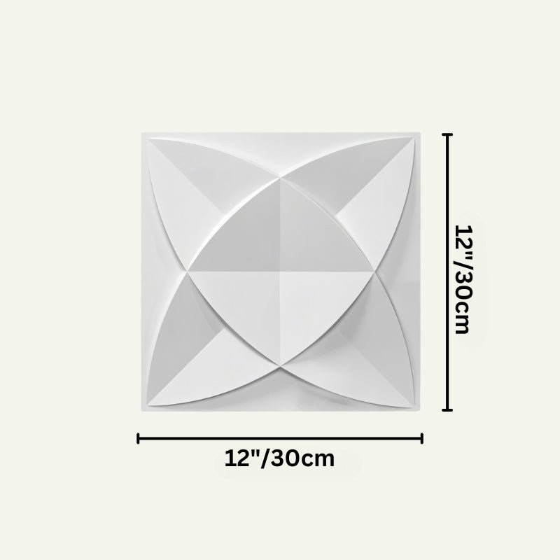 Barku Wall Panel in white with 12x12 inch dimensions, showing detailed size for PVC wall panel installation and design planning.