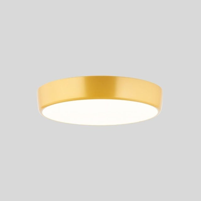 "Vibrant yellow ceiling light with a modern design, perfect for adding a pop of color to modern interiors"