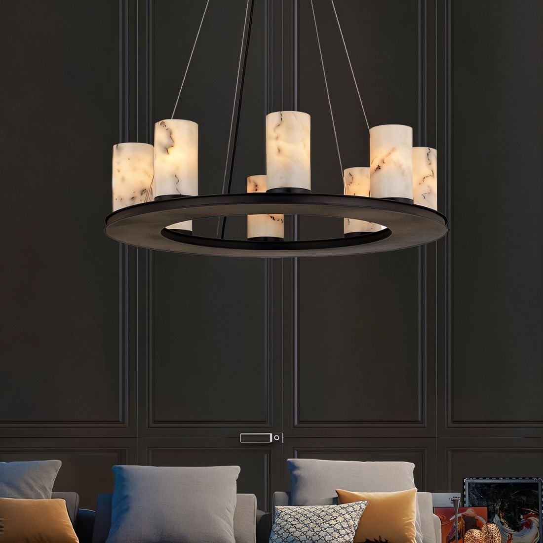 Centrum Round Alabaster Chandelier