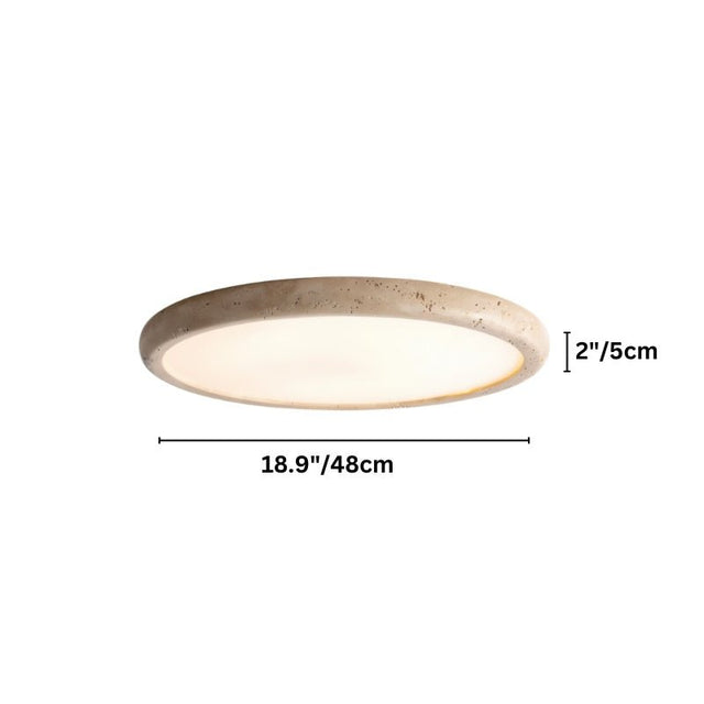 "Dimensions of a Coriac Ceiling Light, showing a diameter of 18.9 inches and a height of 2 inches."