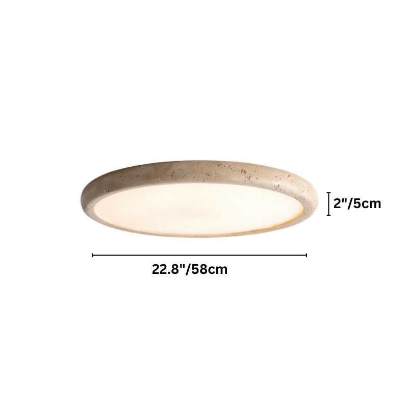 "Dimensions of a Coriac Ceiling Light, showing a diameter of 22.8 inches and a height of 2 inches."