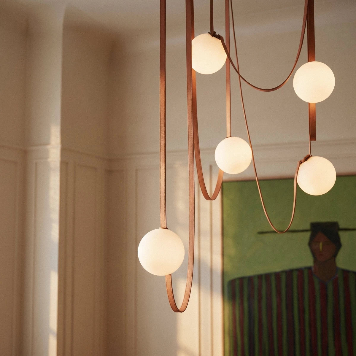 Corium Leather Glass Chandelier - Residence Supply