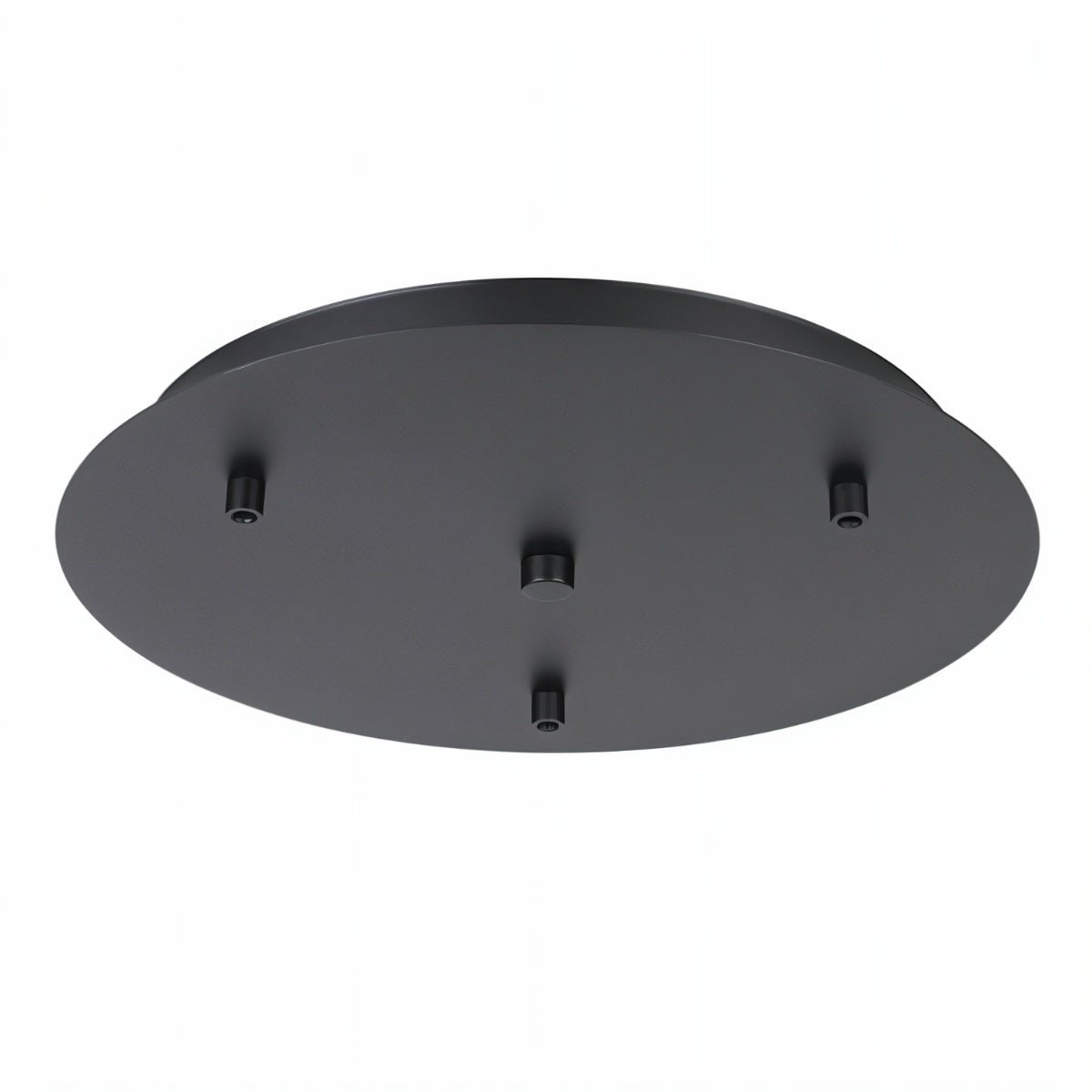 Black ceiling canopy with four mounting points for pendant light fixtures.
