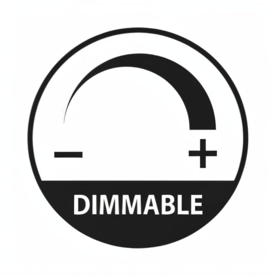 Dimmable light control icon with minus and plus symbols on white background.