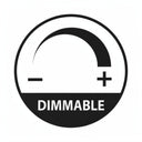 Dimmable light control icon with minus and plus symbols on white background.