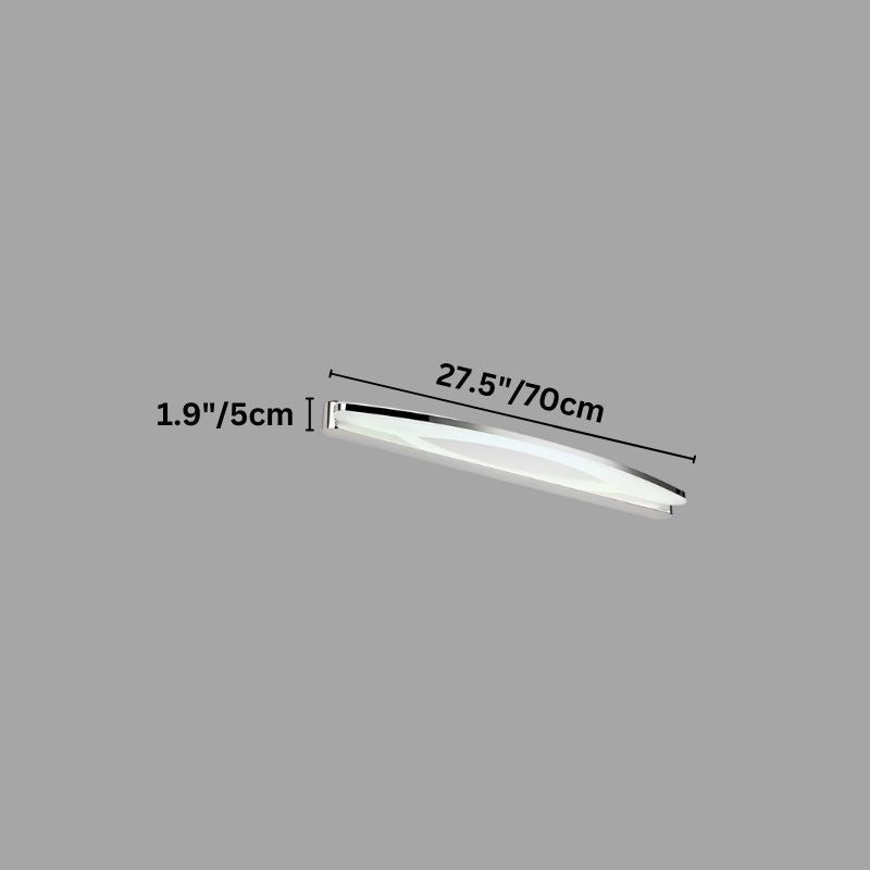 "An LED vanity light with labeled dimensions, showcasing its sleek design and 70cm length."