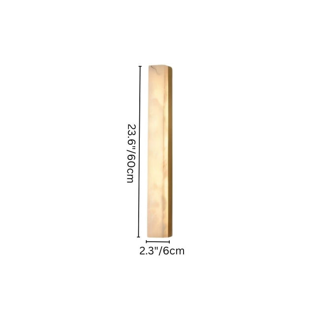"Dimensions of the Emerson wall lamp: 23.6 inches in height and 2.3 inches in width, as illustrated in the diagram."