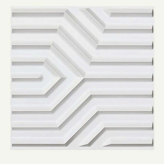 Single white Erial PVC Wall Panel with geometric 3D design, ideal for moisture-resistant, stylish DIY wall applications.