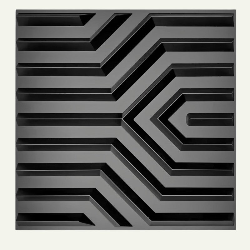 Black Erial PVC Wall Panel featuring a bold 3D geometric pattern, perfect for modern, moisture-resistant wall upgrades.