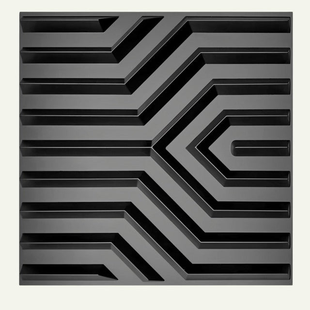 Black Erial PVC Wall Panel featuring a bold 3D geometric pattern, perfect for modern, moisture-resistant wall upgrades.