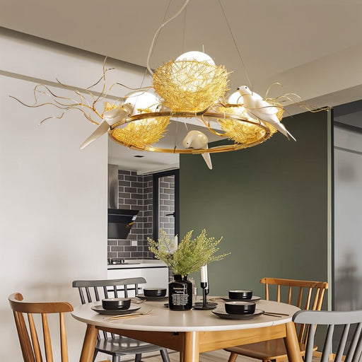 Gold Nest Chandelier - Dining Room Lighting
