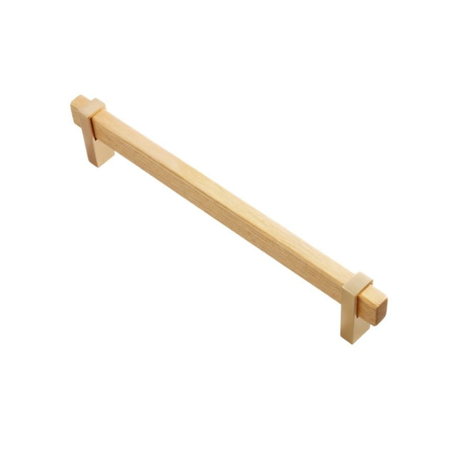 "A sleek, minimalist wooden bar with attached wooden brackets, designed for modern or rustic furniture hardware."