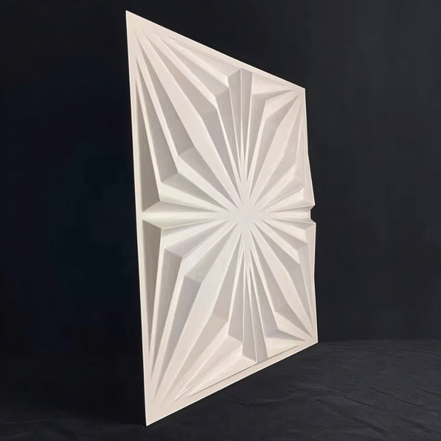 Angled view of Hite PVC Wall Panel highlighting its 3D geometric texture. Durable and mold-proof for interior wall applications.