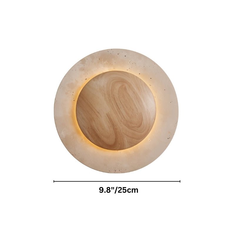 "Dimensions diagram of the Jenal wall lamp, showing the diameter of the circular stone frame."