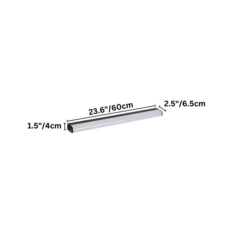 "Modern wall lamp with dimensions labeled: 23.6 inches long, 2.5 inches wide, and 1.5 inches deep."