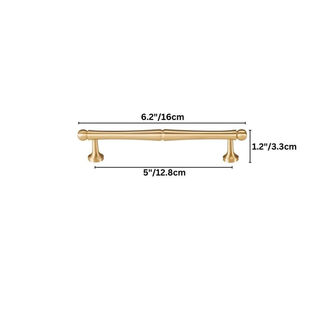 "Dimensions of a brass Knox pull bar handle."