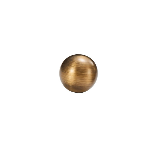 "Bronze brass knob with spherical design, isolated on a white background."