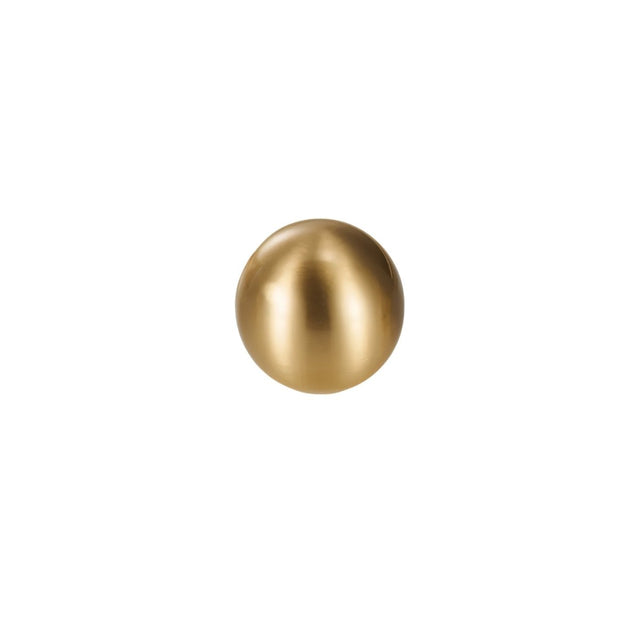 "Gold brass knob with spherical design, isolated on a white background."