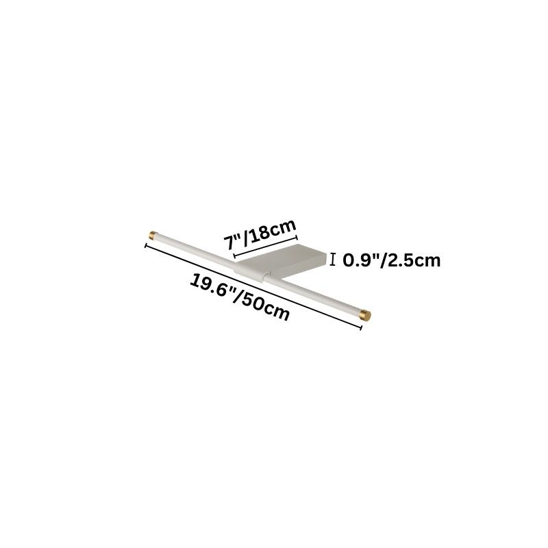 "Dimensions of the 50cm Lisorva wall lamp, a sleek and functional metal and PC fixture with brass accents, ideal for modern bathroom vanity lighting."