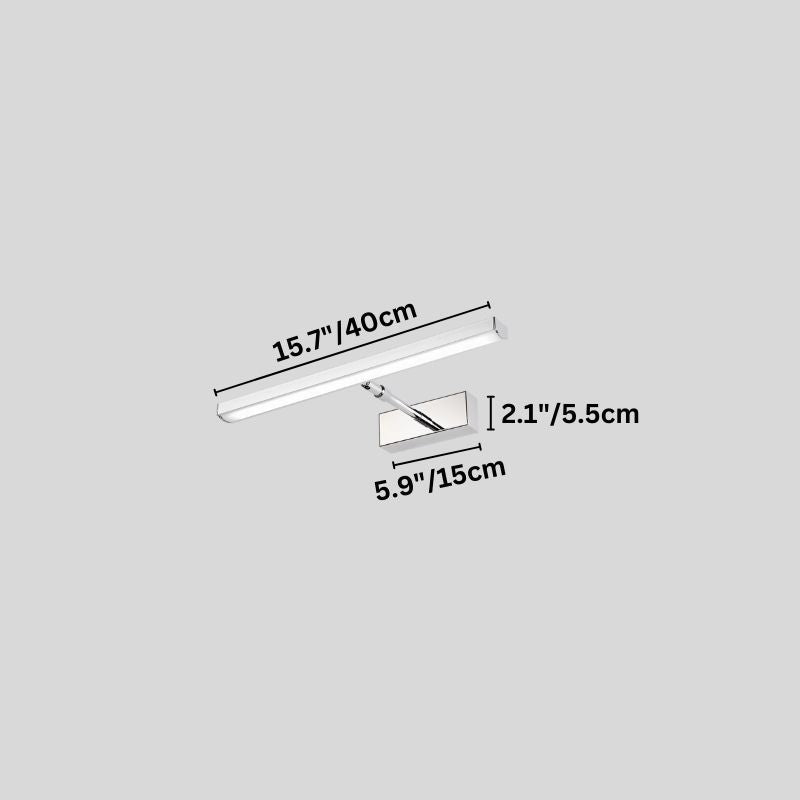 "Dimensions of the small Mirvia wall lamp, showing length, width, and height measurements."