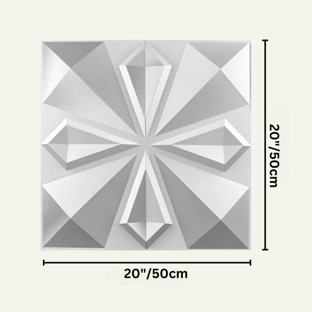 Musna PVC wall panel with 3D diamond design and 20x20 inch dimensions, ideal for DIY ceiling or wall installations in any room.