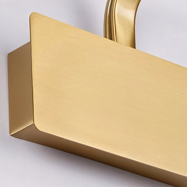 "A close-up of the gold-finish on a Nigal LED vanity light, highlighting its sophisticated design."