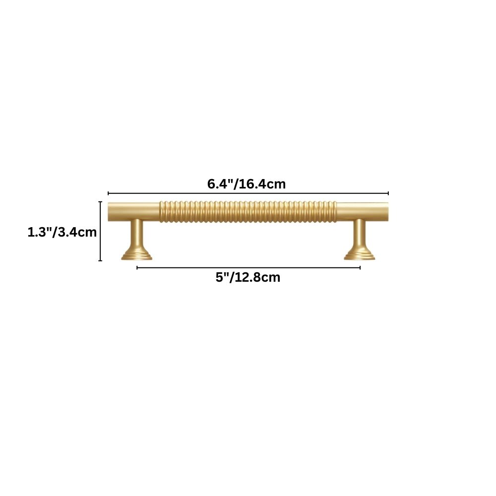 "Solid brass pull bar with a grooved design, ideal for cabinets, wardrobes, or vanities."