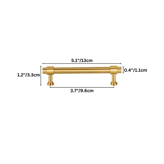 "brass large pull bar with labeled dimensions for width and height"