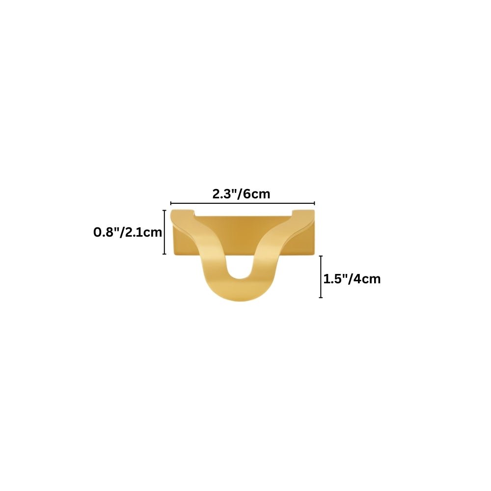 "A brass drawer pull with an elegant wavy design, suitable for modern or transitional interiors."