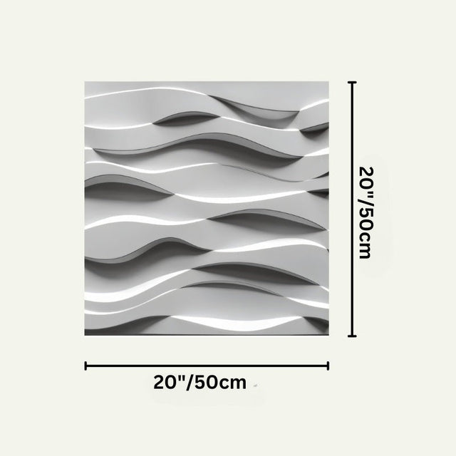 Palston Wall Panel measuring 20x20 inches (50x50 cm), featuring a sculpted wave pattern for decorative wall applications.