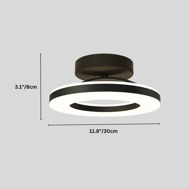 "Dimensions diagram of a modern circular ceiling light with black dual-ring design, 30cm diameter."