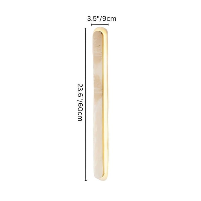 "Minimalist travertine wall light with 60cm height and warm ambient lighting"