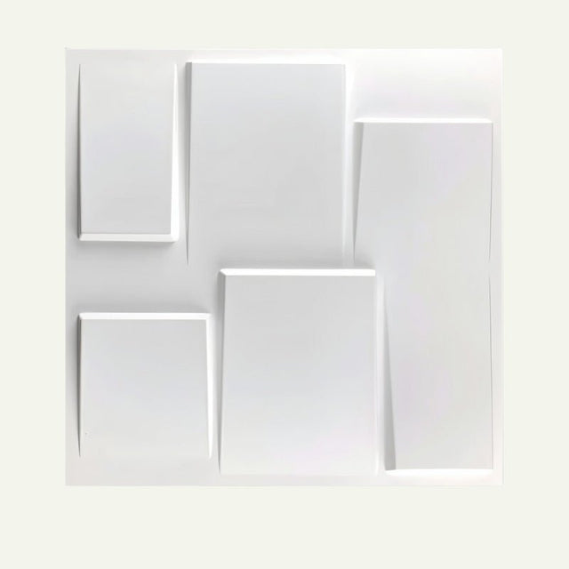 White Rusan PVC Wall Panel featuring a 3D geometric pattern, perfect for easy and stylish DIY home wall upgrades.