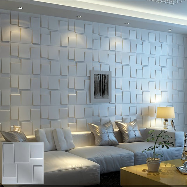 Rusan PVC Wall Panels enhance a contemporary living room with a textured 3D pattern, perfect for elegant and hassle-free home décor.