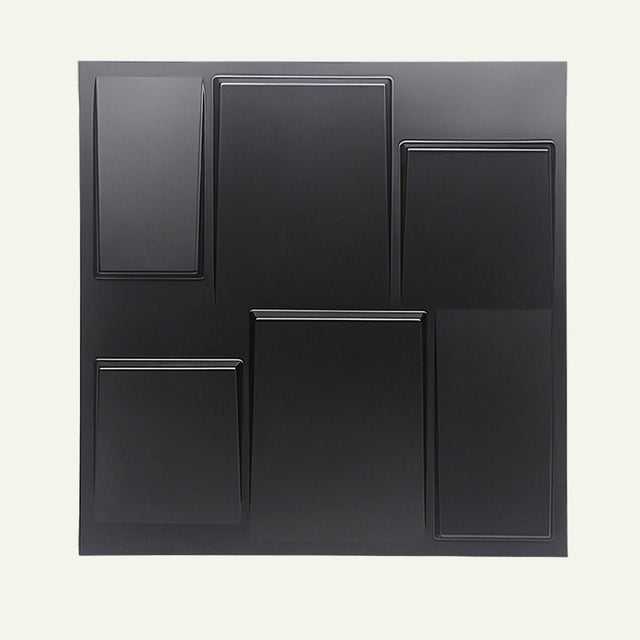 Black Rusan PVC Wall Panel with raised geometric design, ideal for bold DIY wall décor and modern interior styling.