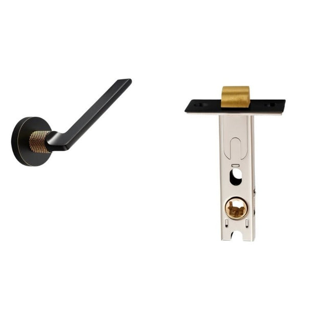 Sabaat Handle and Lock in black with latch mechanism, suitable for modern interior door installations.