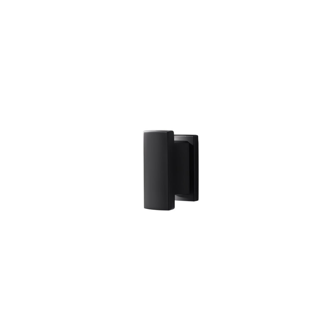 "Black zinc alloy knob with angular design, isolated on a white background."