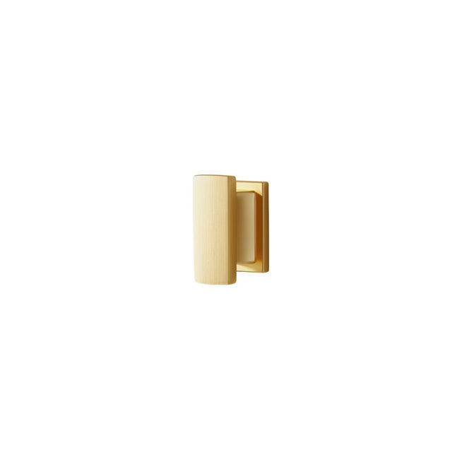 "Gold zinc alloy knob with angular design, isolated on a white background."