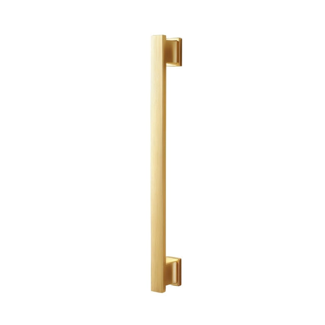"Long gold zinc alloy pull bar with angular design, isolated on a white background."