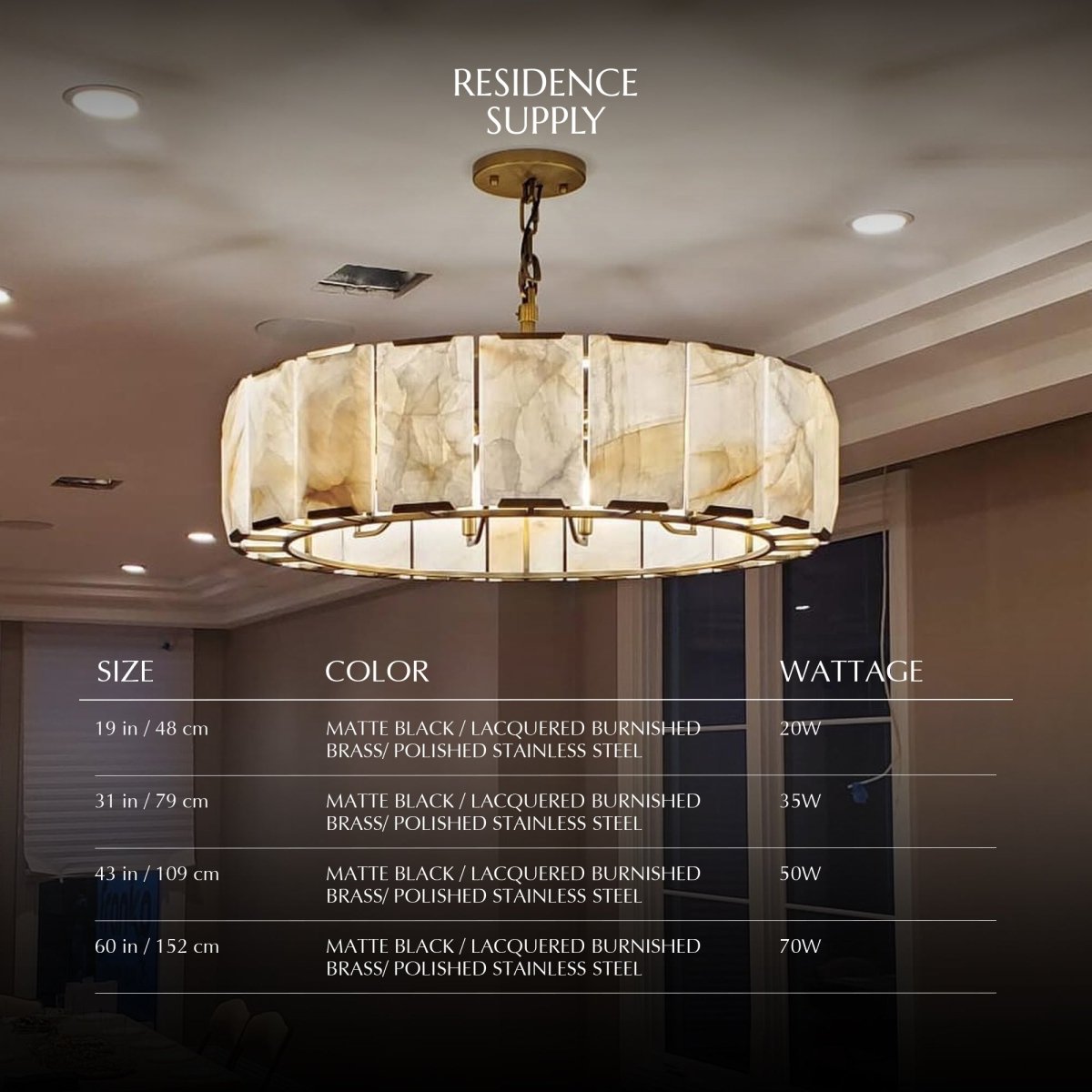 Sakhra Round Alabaster Chandelier - Residence Supply
