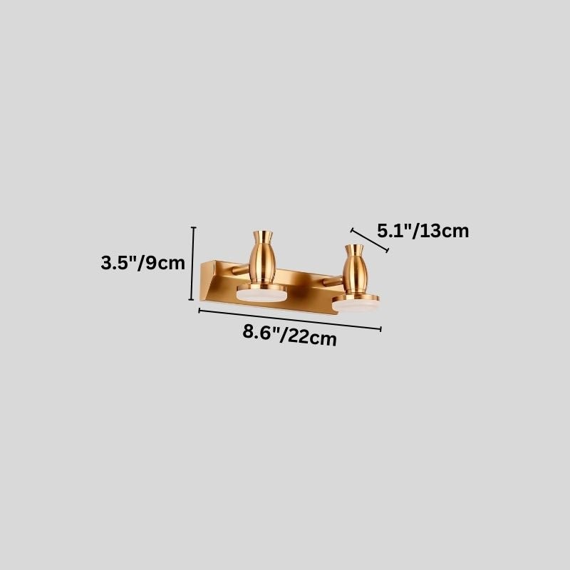 "A 2-head vanity light with labeled dimensions, showcasing its modern design and size."