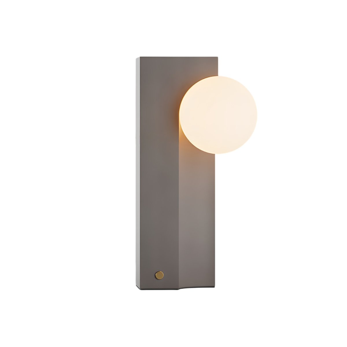 Front view of Teral Table Lamp with warm-lit globe and matte concrete base, ideal for stylish ambient lighting in modern homes.