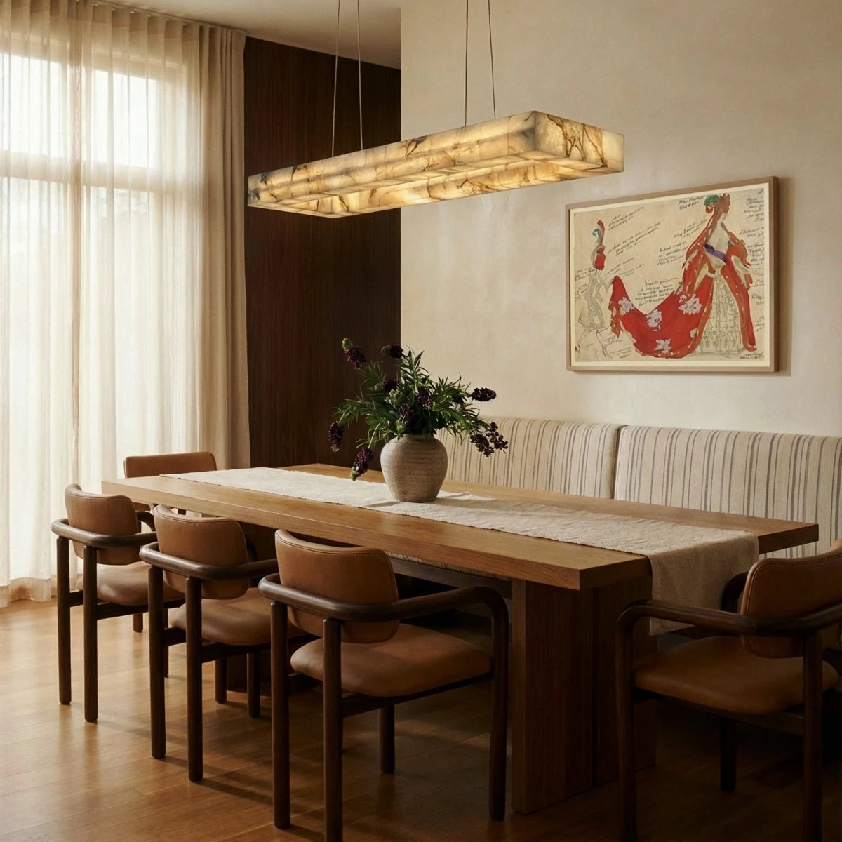 Teva Rectangular Alabaster Chandelier - Residence Supply